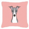 thumbnail image 1 of Caroline's Treasures BB1236PW1414 Checkerboard Pink Italian Greyhound Canvas Fabric Decorative Pillow , 14Hx14W,, 1 of 4