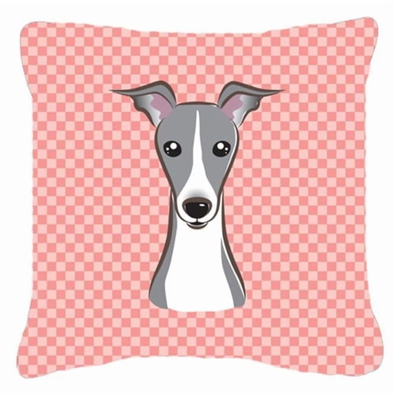 Caroline's Treasures BB1236PW1414 Checkerboard Pink Italian Greyhound Canvas Fabric Decorative Pillow , 14Hx14W,