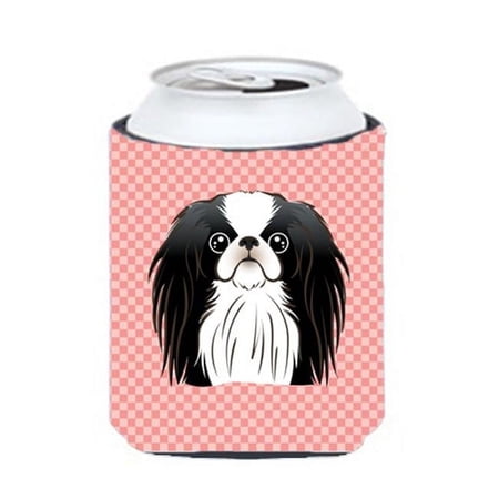 Carolines Treasures Checkerboard Pink Japanese Chin Can or Bottle Hugger Can Hugger multicolor