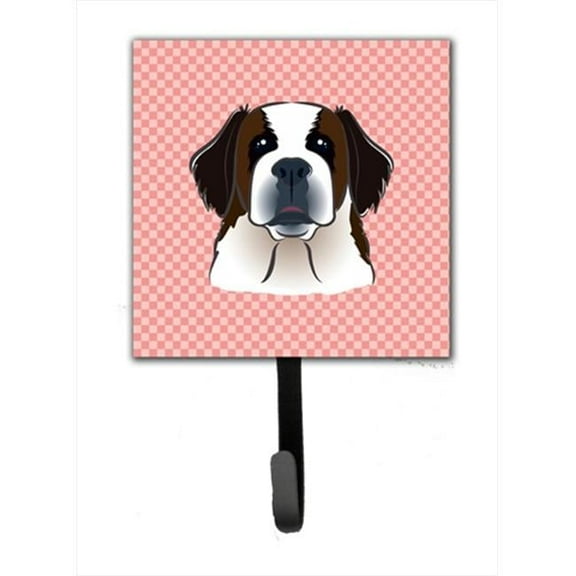 Carolines Treasures Checkerboard Pink Saint Bernard Leash or Key Holder 7Hx4.25W multicolor