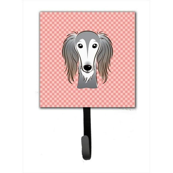 Carolines Treasures Checkerboard Pink Saluki Leash or Key Holder 7Hx4.25W multicolor