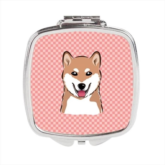 Carolines Treasures Checkerboard Pink Shiba Inu Compact Mirror