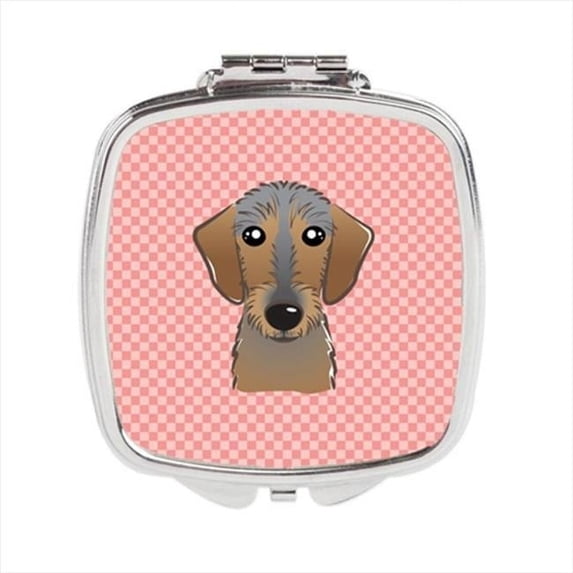 Carolines Treasures Checkerboard Pink Wirehaired Dachshund Compact Mirror - 2.75 x 3 x .3 In.