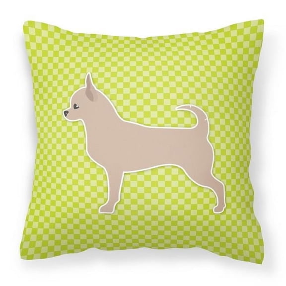 Carolines Treasures BB3850PW1414 Chihuahua Checkerboard Green Fabric Decorative Pillow