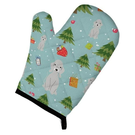 Carolines Treasures  Christmas Bedlington Terrier Blue Oven Mitt - Blue