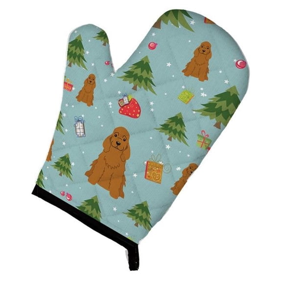 Carolines Treasures  Christmas Cocker Spaniel Red Oven Mitt - Red