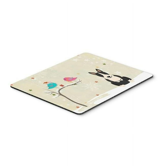 Carolines Treasures  Christmas Presents Between Friends Bull Terrier Black & White Mouse Pad - Hot Pad or Trivet