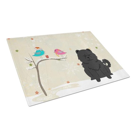 Carolines Treasures Christmas Presents Between Friends Chow Chow Black Glass Cutting Board - Large