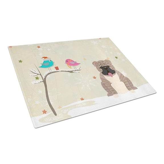 Carolines Treasures Christmas Presents Between Friends English Bulldog Grey Brindle Glass Cutting Board - Large