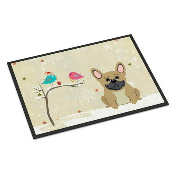 Carolines Treasures BB2482MAT Christmas Presents Between Friends French Bulldog Cream Indoor or Outdoor Mat, 18 x 0.25 x 27 in.