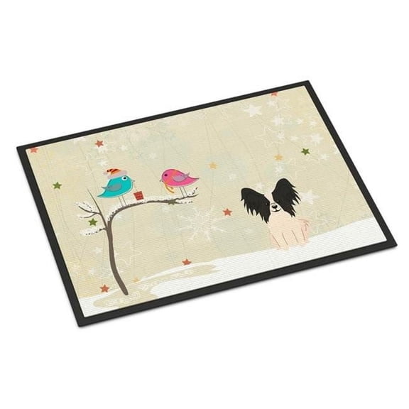 Carolines Treasures Christmas Presents Between Friends Papillon Black White Indoor or Outdoor Mat