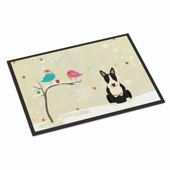 Carolines Treasures BB2605MAT Christmas Presents Between Friends Bull Terrier Black White Indoor or Outdoor Mat, 18 x 0.25 x 27 in.