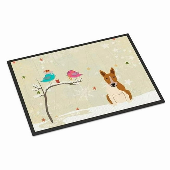 Christmas Presents between Friends Bull Terrier Red White Door Mat