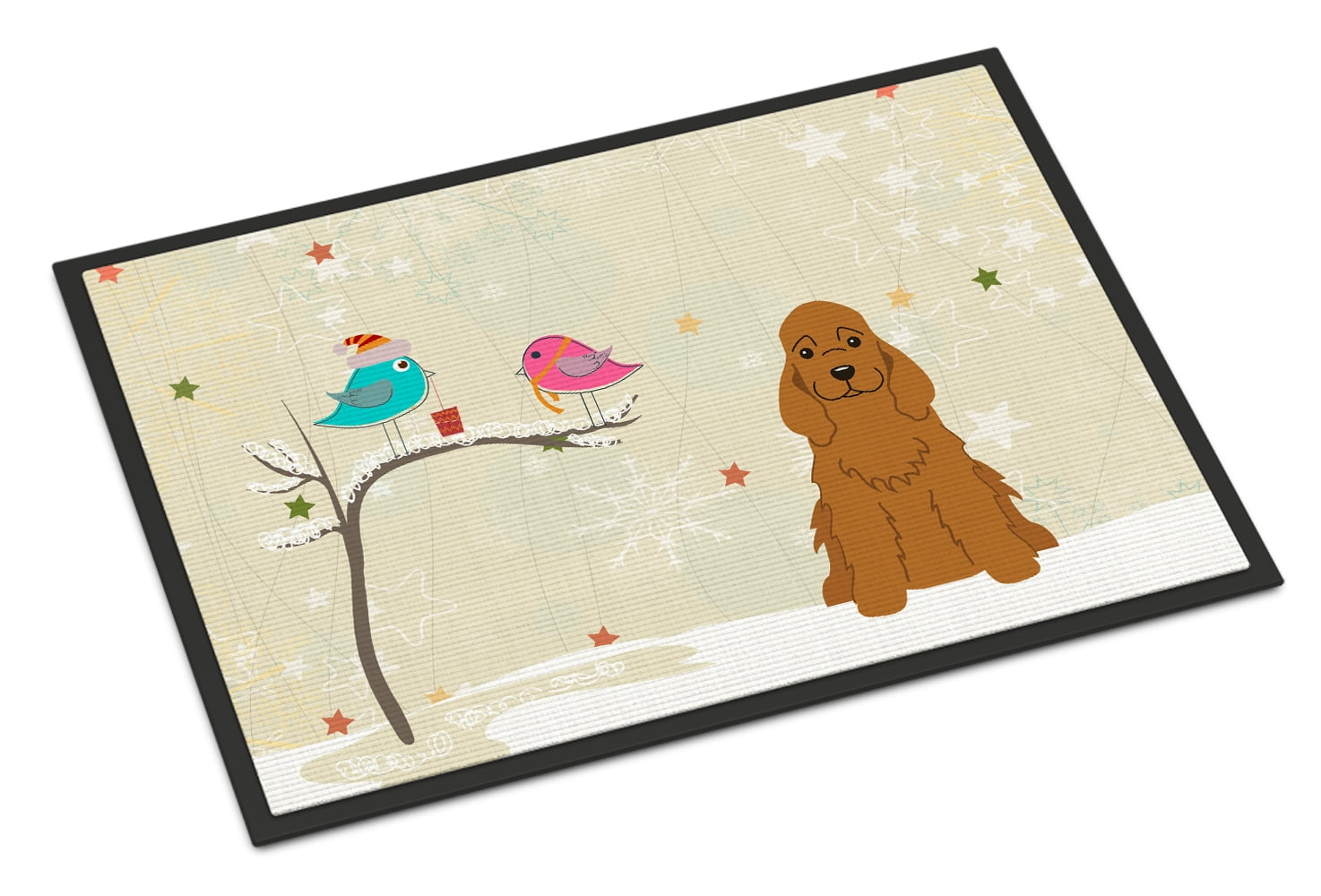 Christmas Presents between Friends Cocker Spaniel Red Door Mat