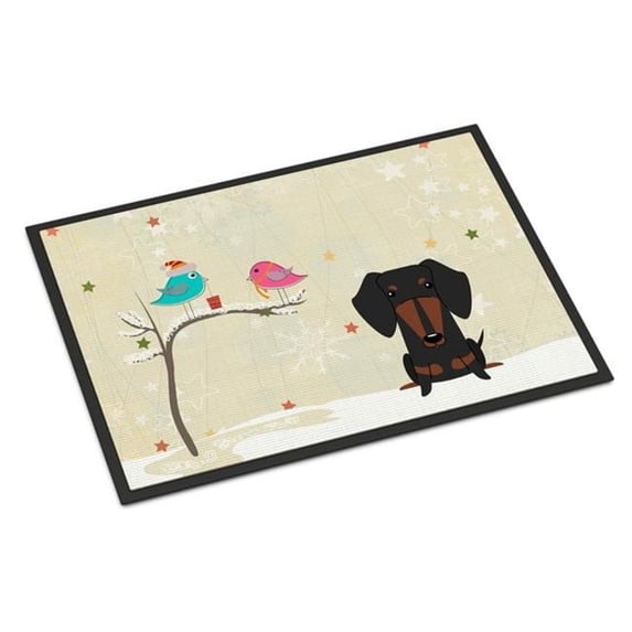 Christmas Presents between Friends Dachshund Black Tan Door Mat