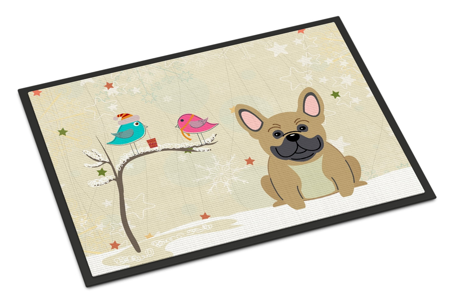 Carolines Treasures BB2482JMAT Christmas Presents Between Friends French Bulldog Cream Indoor or Outdoor Mat, 24 x 0.25 x 36 in.