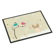 Carolines Treasures Christmas Presents between Friends Papillon Sable White Door Mat Indoor Rug or Outdoor Welcome Mat