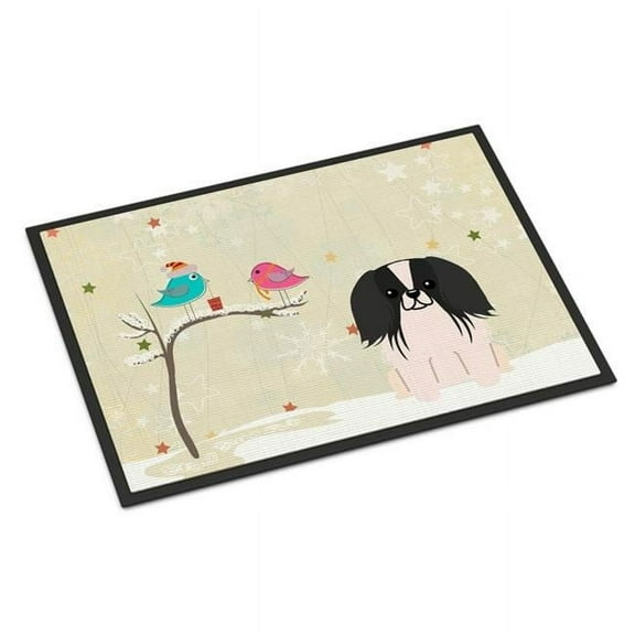 Carolines Treasures Christmas Presents between Friends Pekingnese Black White Door Mat Indoor Rug or Outdoor Welcome Mat