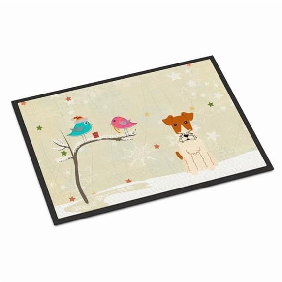 Carolines Treasures Christmas Presents between Friends Wire Fox Terrier Door Mat Indoor Rug or Outdoor Welcome Mat 18x27