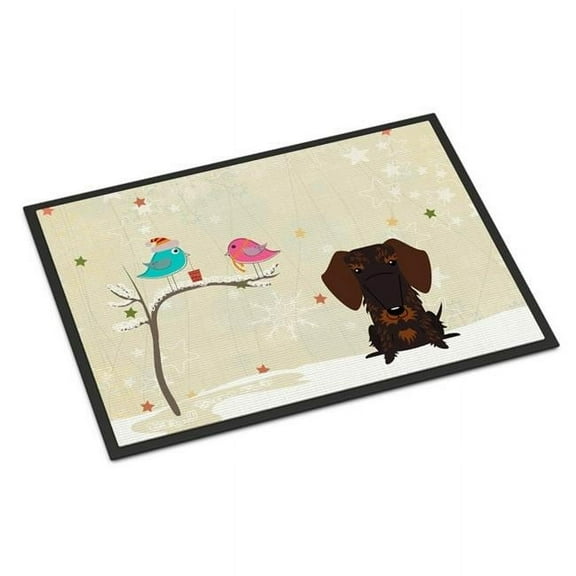 Carolines Treasures BB2601MAT Christmas Presents Between Friends Wire Haired Dachshund Chocolate Indoor or Outdoor Mat, 18 x 0.25 x 27 in.