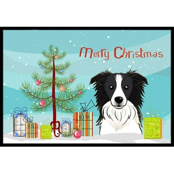 Carolines Treasures  Christmas Tree & Border Collie Indoor or Outdoor Mat- 18 x 27