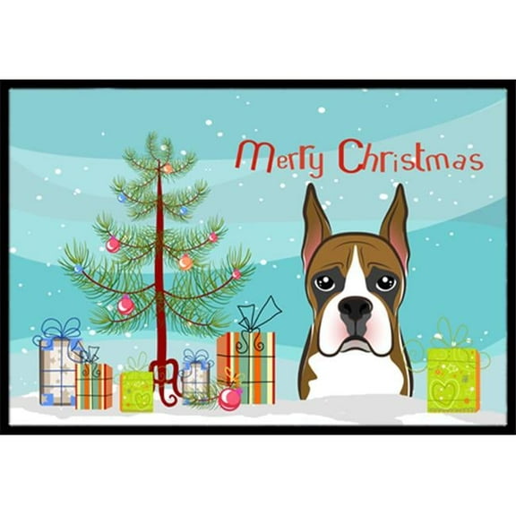Carolines Treasures  Christmas Tree & Boxer Indoor or Outdoor Mat, 24 x 36