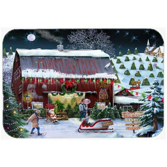 Carolines Treasures Christmas Tree Farm Glass Cutting Board - Large - Tempered Glass Cutting Board with Artwork by Tom Wood