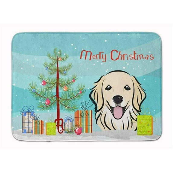 Carolines Treasures Christmas Tree & Golden Retriever Machine Washable Memory Foam Mat