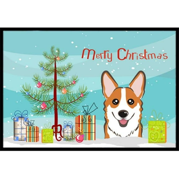 Carolines Treasures  Christmas Tree & Red Corgi Indoor or Outdoor Mat, 24 x 36