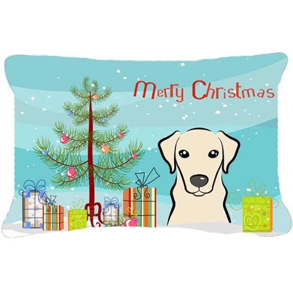Carolines Treasures Christmas Tree & Yellow Labrador Fabric Decorative Pillow