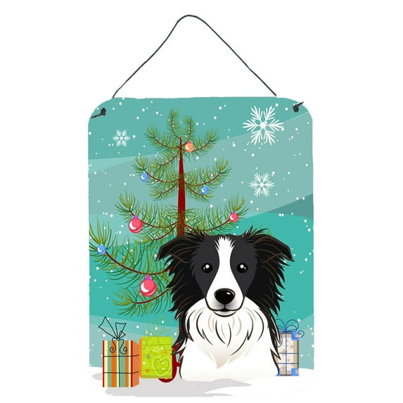 Caroline's Treasures BB1613DS1216 Christmas Tree and Border Collie Wall or Door Hanging Prints, 12x16, multicolor