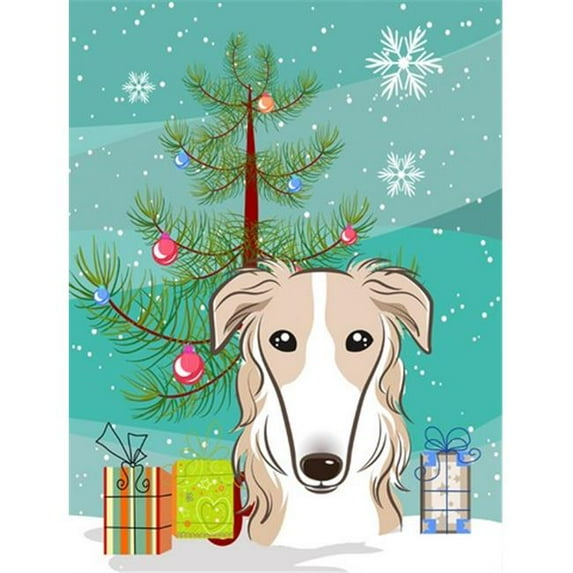 Caroline's Treasures BB1600CHF Christmas Tree and Borzoi Flag Canvas House Size , Large, multicolor