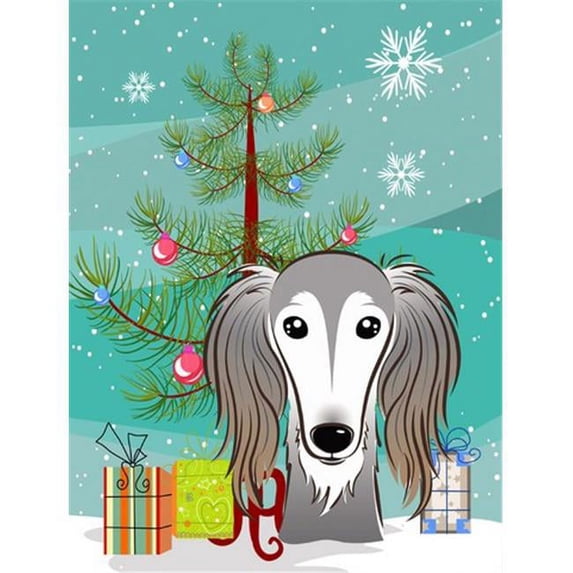 Caroline's Treasures BB1601GF Christmas Tree and Saluki Flag Garden Size , Small, multicolor