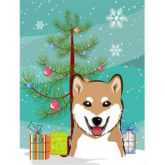Christmas Tree and Shiba Inu Flag Canvas House Size BB1597CHF