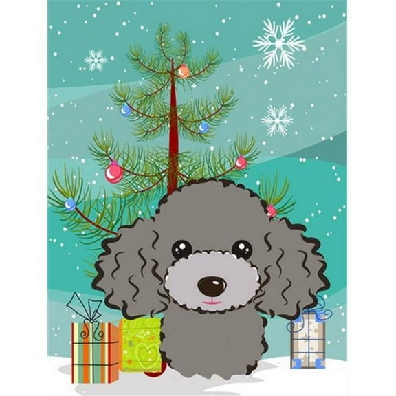 Caroline's Treasures BB1631GF Christmas Tree and Silver Gray Poodle Flag Garden Size , Small, multicolor