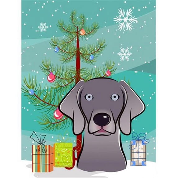 Christmas Tree and Weimaraner Garden Flag