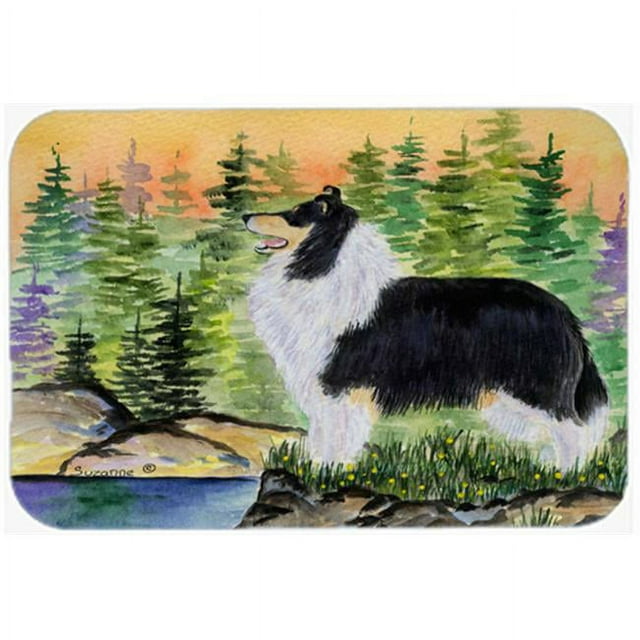 Carolines Treasures Collie Glass Cutting Board Large 12H x 16W multicolor