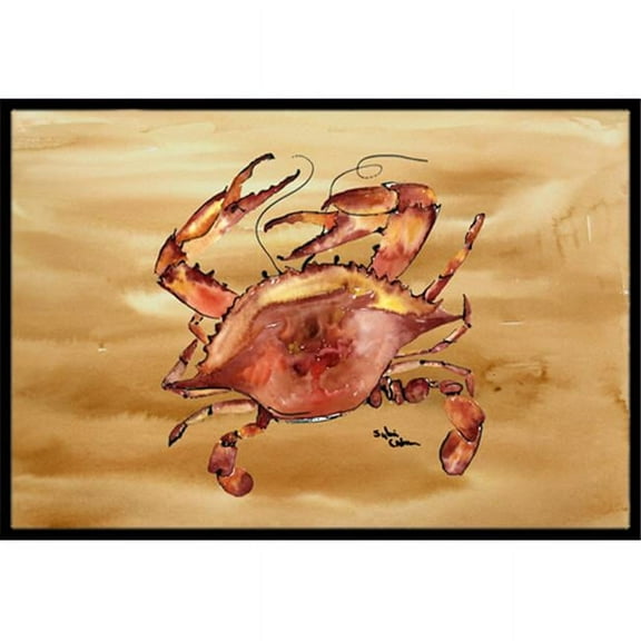 Carolines Treasures  Cooked Crab Sandy Beach Indoor or Outdoor Mat