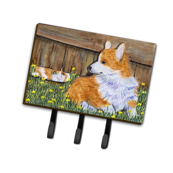 Carolines Treasures SS8213TH68 Corgi Leash Holder or Key Hook, Large, Multicolor