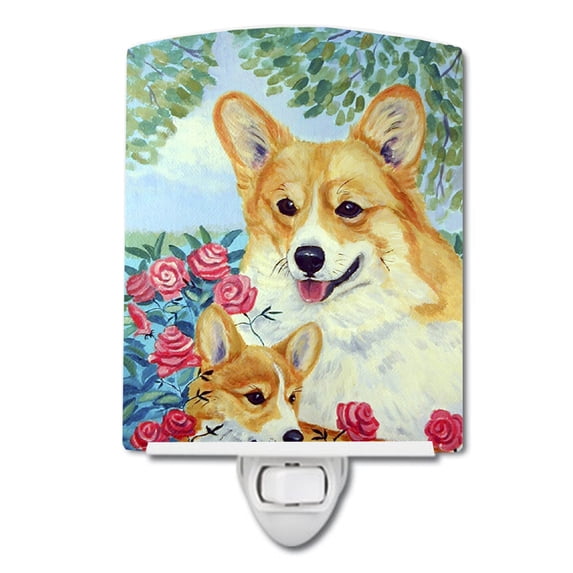 Carolines Treasures Corgi Momma loves Roses Ceramic Night Light 6x4x3 multicolor