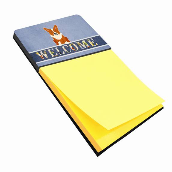 Carolines Treasures Corgi Welcome Sticky Note Holder Large multicolor