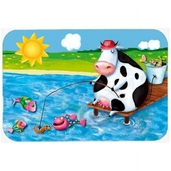 Carolines Treasures  Cow Fishing Off of a Pier Mouse Pad - Hot Pad or Trivet
