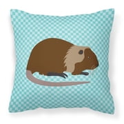 Carolines Treasures BB8053PW1414 Coypu Nutria River Rat Blue Check Fabric Decorative Pillow, 14 x 14 in.