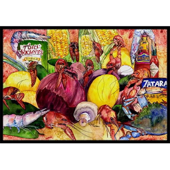 Carolines Treasures Crawfish With Spices And Corn Indoor & Outdoor Mat- - 18 x 27 in.