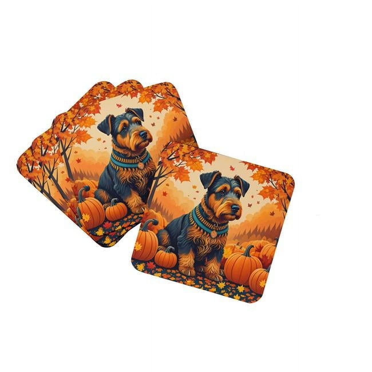 Carolines Treasures DAC1003FC 0.15 x 3.5 x 3.5 in. Airedale Terrier Fall Foam Coasters - Set of 4