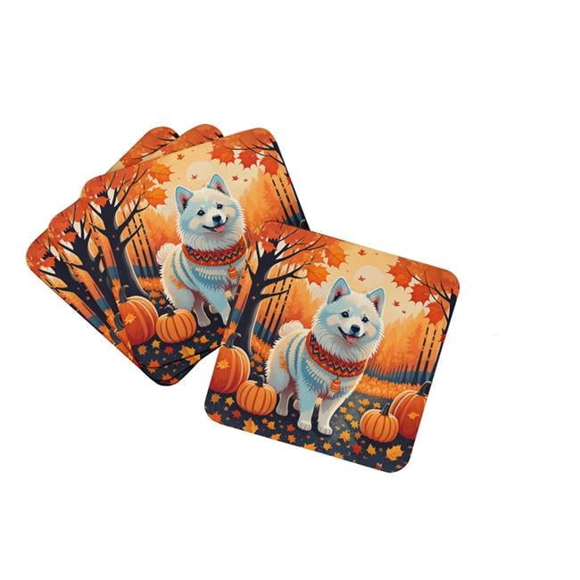 Carolines Treasures DAC1006FC 0.15 x 3.5 x 3.5 in. American Eskimo Fall Foam Coasters - Set of 4
