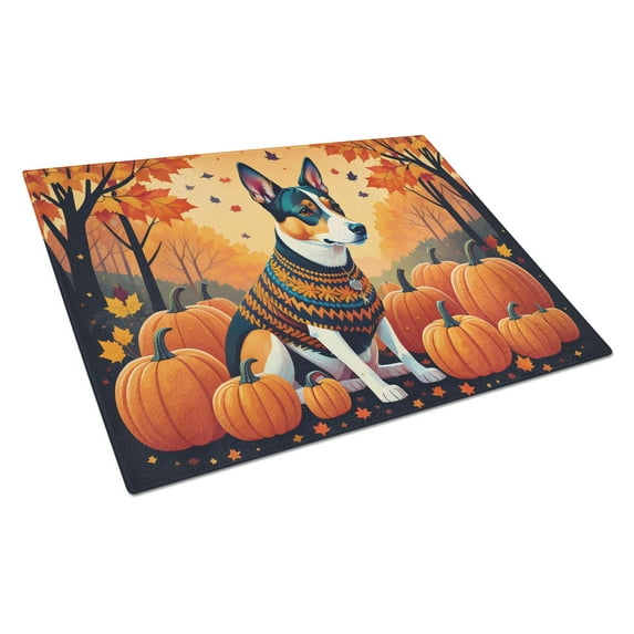 Carolines Treasures DAC1012LCB 15 x 12 in. Basenji Fall Glass Cutting Board - Large