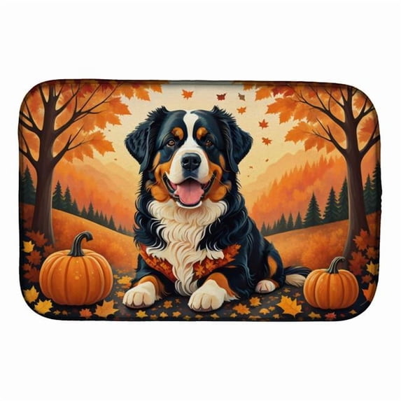 Carolines Treasures DAC1019DDM 21 x 14 in. Unisex Bernese Mountain Dog Fall Dish Drying Mat