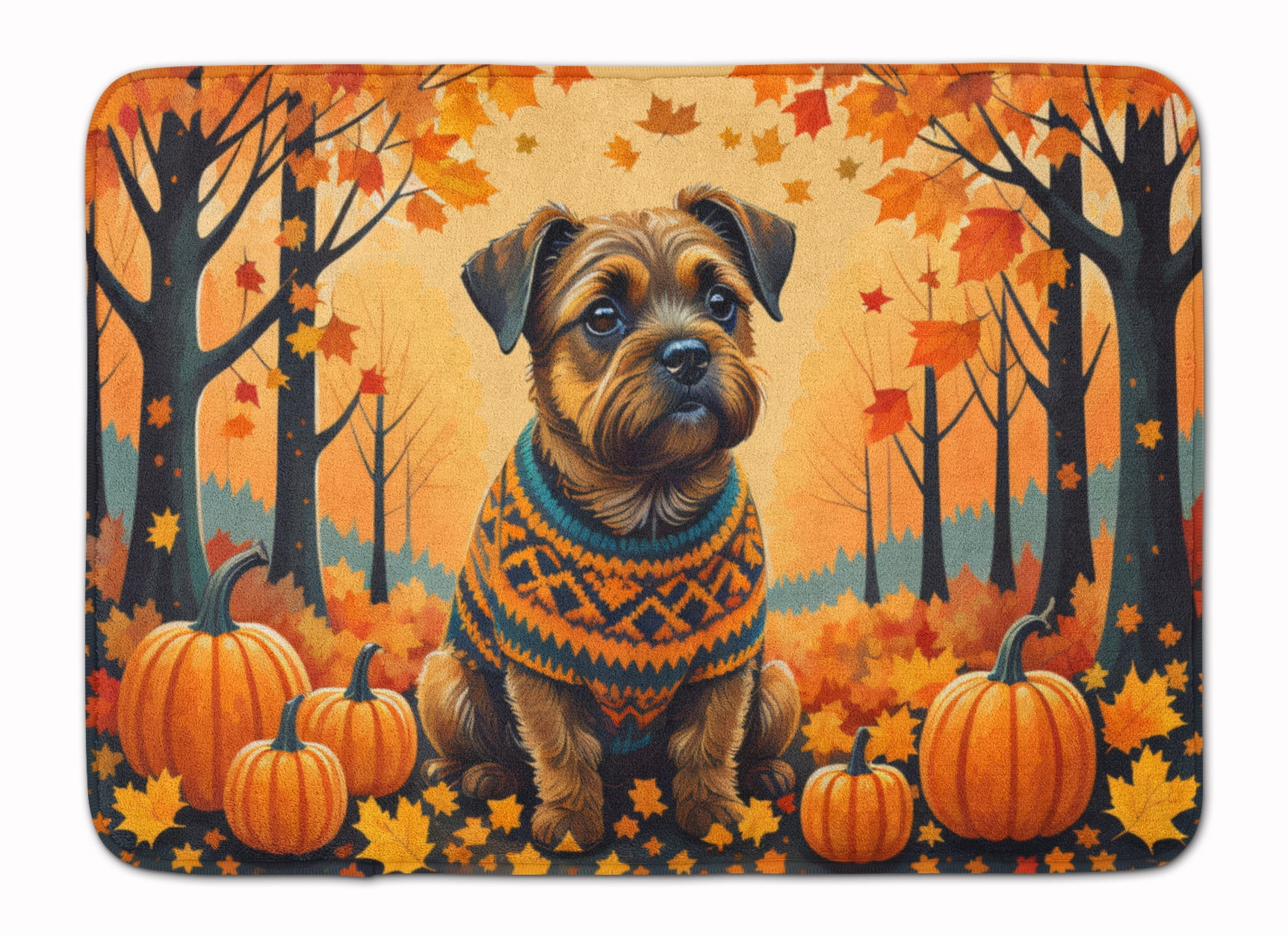 Carolines Treasures DAC1023RUG 19 x 27 in. Unisex Border Terrier Fall Memory Foam Kitchen Mat