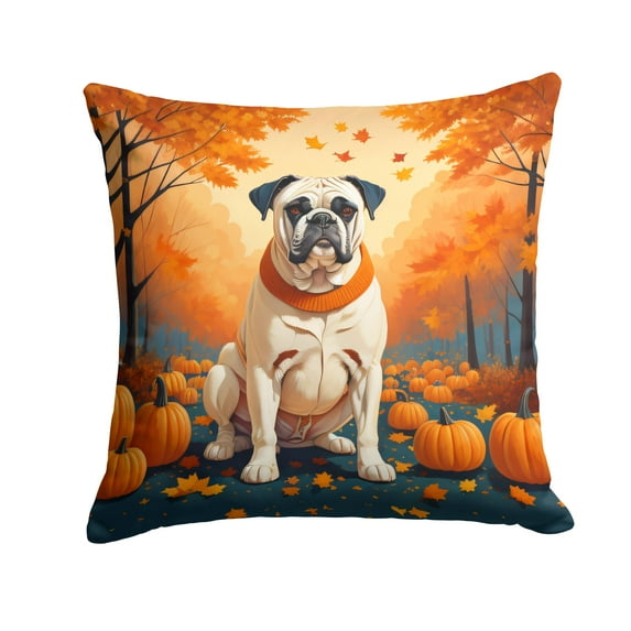 White Boxer Fall Fabric Decorative Pillow 14 in x 14 in